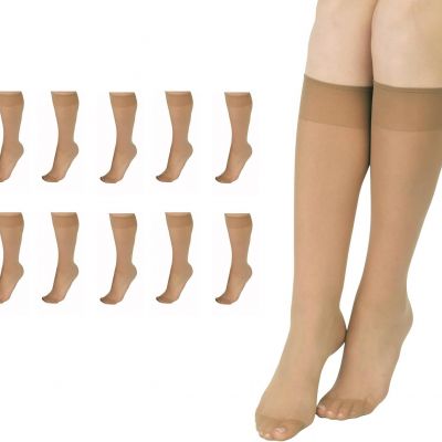 L'eggs Everyday Women's Nylon Knee Highs Reinforced Toe Nude 1 10-pack